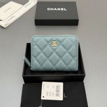 샤넬 캐비어 지퍼 반지갑 블루 AP4652