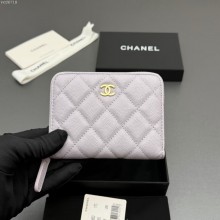 샤넬 캐비어 지퍼 반지갑 연보라 AP4652