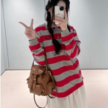 미우미우 스트라이프 긴소매 폴로 셔츠 MJLA19SOOO14RT  D