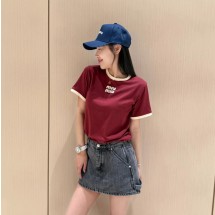 미우미우 로고 크루넥 반팔 티셔츠 MJNA17  D