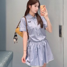 미우미우 로고 깅엄 체크 셔츠 MK2016  H