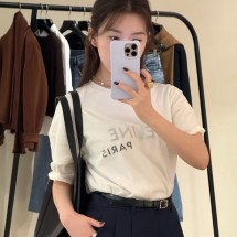 셀린느 로고 코튼 저지 티셔츠 RX0DT0F17  H