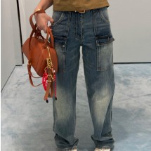 미우미우 로고 패치 데님 진 청바지 GWP603  D