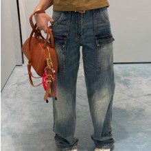 미우미우 로고 패치 데님 진 청바지 GWP603  D