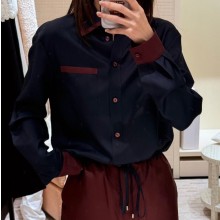 샤넬 26SS 26P 롱슬리브 셔츠 CC로고 투톤 실크 블라우스 2컬러 P81288  J