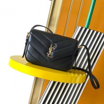 생로랑 마텔라세 양가죽 루루 장난감 크로스바디 블랙 873156