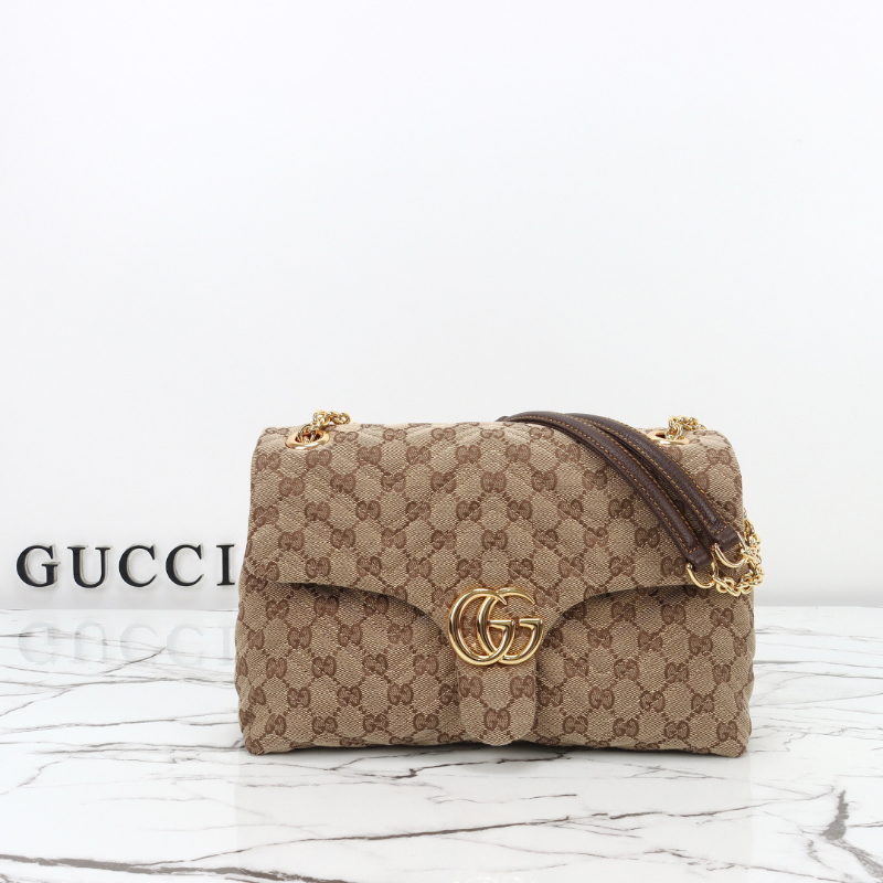 구찌 GG 마몬트 미디엄 숄더백 S 브라운 캔버스 850676