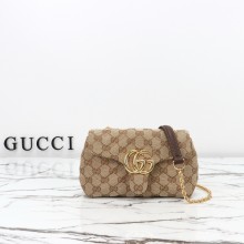 구찌 GG 마몬트 미니 숄더백 S 브라운 캔버스