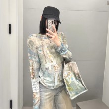 아크네 스튜디오 롱 슬리브 프린트 티셔츠 블루 멀티 CL0389-ALD  H