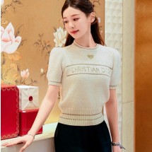 디올 반소매 스웨터 울 캐시미어 니트 614S09C3089  D