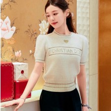 디올 반소매 스웨터 울 캐시미어 니트 614S09C3089  D