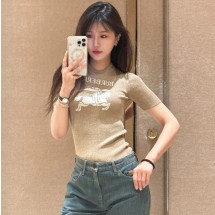 버버리 울 블렌드 탑 슬림핏 메탈릭 아카이브 베이지 골드 81185591  D