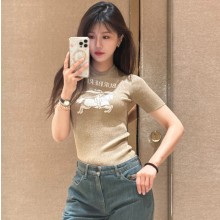 버버리 울 블렌드 탑 슬림핏 메탈릭 아카이브 베이지 골드 81185591  D