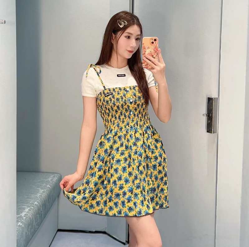 미우미우 플로럴 실크 미니 원피스 MF6145  D