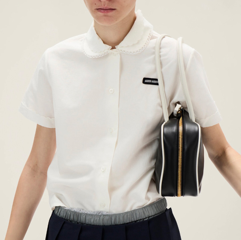 미우미우 슬러브 포플린 반팔셔츠 2컬러 MK1932  D