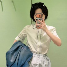 프라다 숏슬리브 포플린 셔츠  P423JR  D