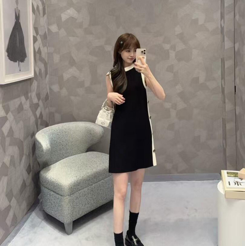 디올 민소매 버튼 장식 드레스  544R32A5005  H