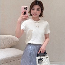 디올 오블리크 반팔 니트 스웨터 에크루 624S24A5E33  H