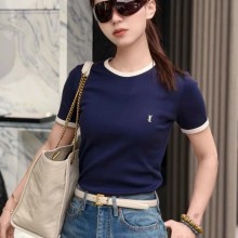 생로랑 카산드르 티셔츠 립드 코튼 저지 873313Y38CC4490  H