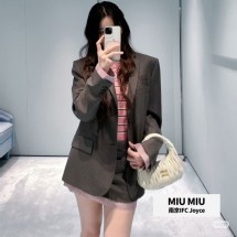 미우미우 싱글 브레스트 가바르딘 재킷 MH2042  H