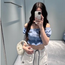 미우미우 스트라이프 코튼 탑 MT2188SOOO  H