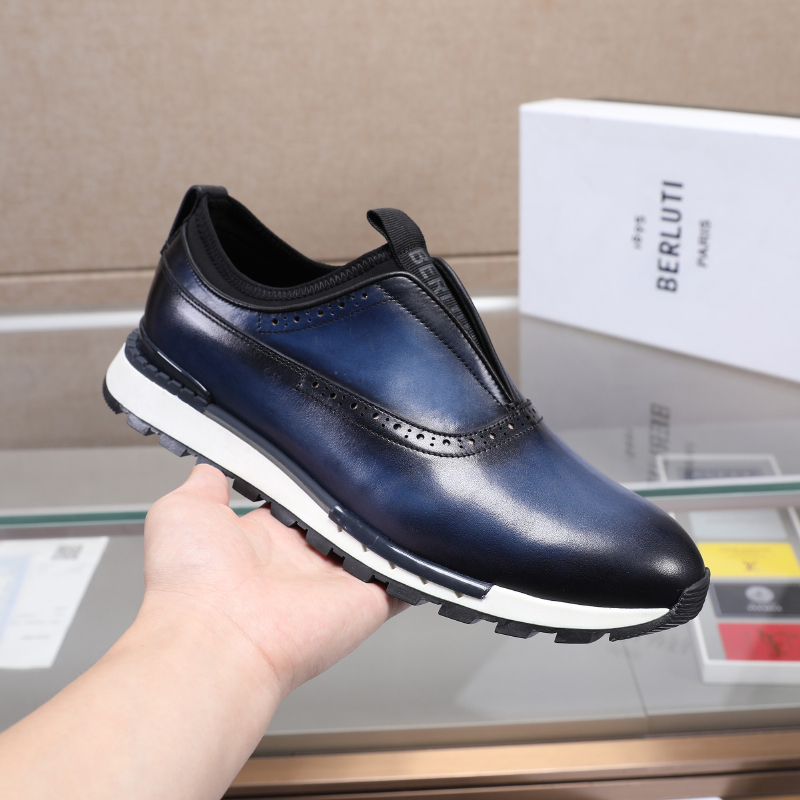 벨루티 패스트 트랙 베네치아 비틀 블루 남성 레더 스니커즈 S3873