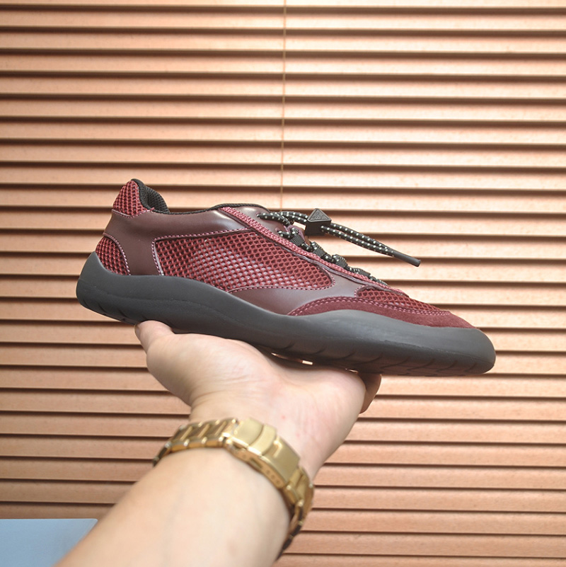 프라다 스피드록 메쉬 남여공용 버건디 스니커즈 1E490O