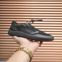 프라다 스피드록 메쉬 남여공용 블랙 스니커즈 1E490O