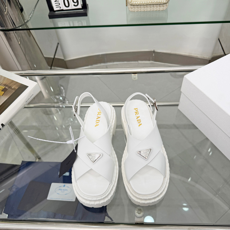 프라다 러버 샌들 화이트 굽높이5.5CM  1X102O