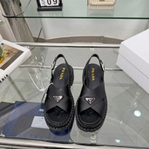 프라다 러버 샌들 블랙 굽높이5.5CM  1X102O