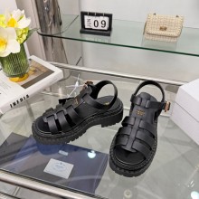 프라다 골드 버클 케이지 샌들 굽높이5.5CM 블랙 1X923N