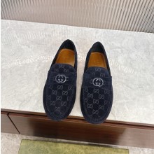 구찌 GG 홀스빗 스웨이드 남성 로퍼 네이비 795279AADWB