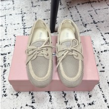 미우미우 26SS 메쉬 앤 스웨이드 보트 슈즈  5D585E  X