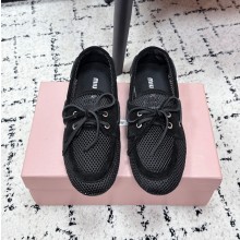 미우미우 26SS 메쉬 앤 스웨이드 보트 슈즈  5D585E  X