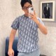 디올 남자 블루 로고 오블리크 반팔 티셔츠 693M619A7040  H