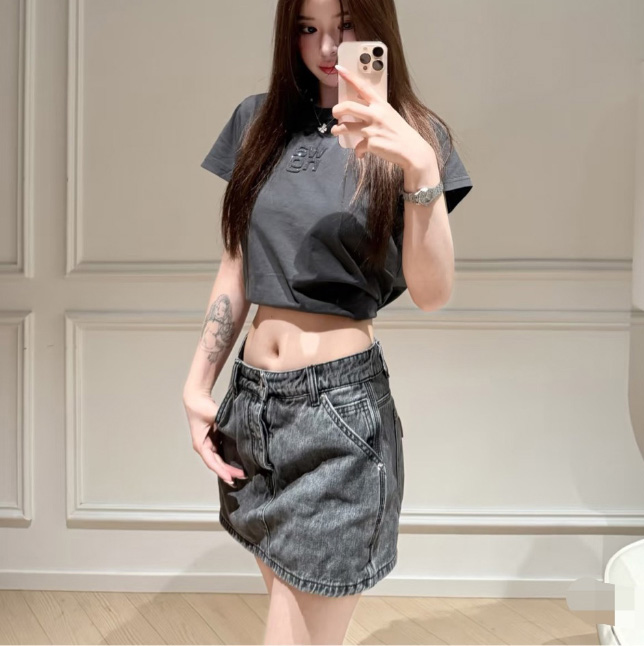 알렉산더왕 26SS 알렉산더왕 블랙 데님 pant-스커트 4DC1265108022B  H