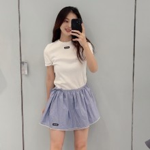 미우미우 레이스 트림 리브 크루넥 탑 MJN580  Y