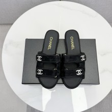 샤넬 뮬 스웨이드 키드스킨 블랙 슬리퍼 G47043  JM