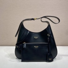 프라다 26FW 코코아 블랙 미디엄 호보 백 1BC300