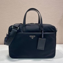 프라다 26FW 리나일론 사피아노 가죽 브리프케이스 블랙 2VE029