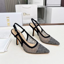디올 캡처 스트래스 굽10CM 블랙 슬링백 KCV301SET  JM