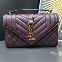 생로랑 그랑 드 뿌드르 퀄팅 엔벨로프 스몰 버건디 크로스백 526286