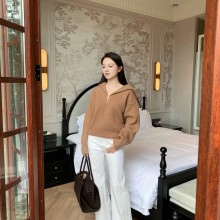 프라다 골지 캐시미어 스웨터 카멜 여성 P24S2M  H