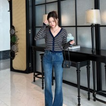 프라다 스트라이프 캐시미어 앤 실크 가디건 블루 토바코 P25O44  H