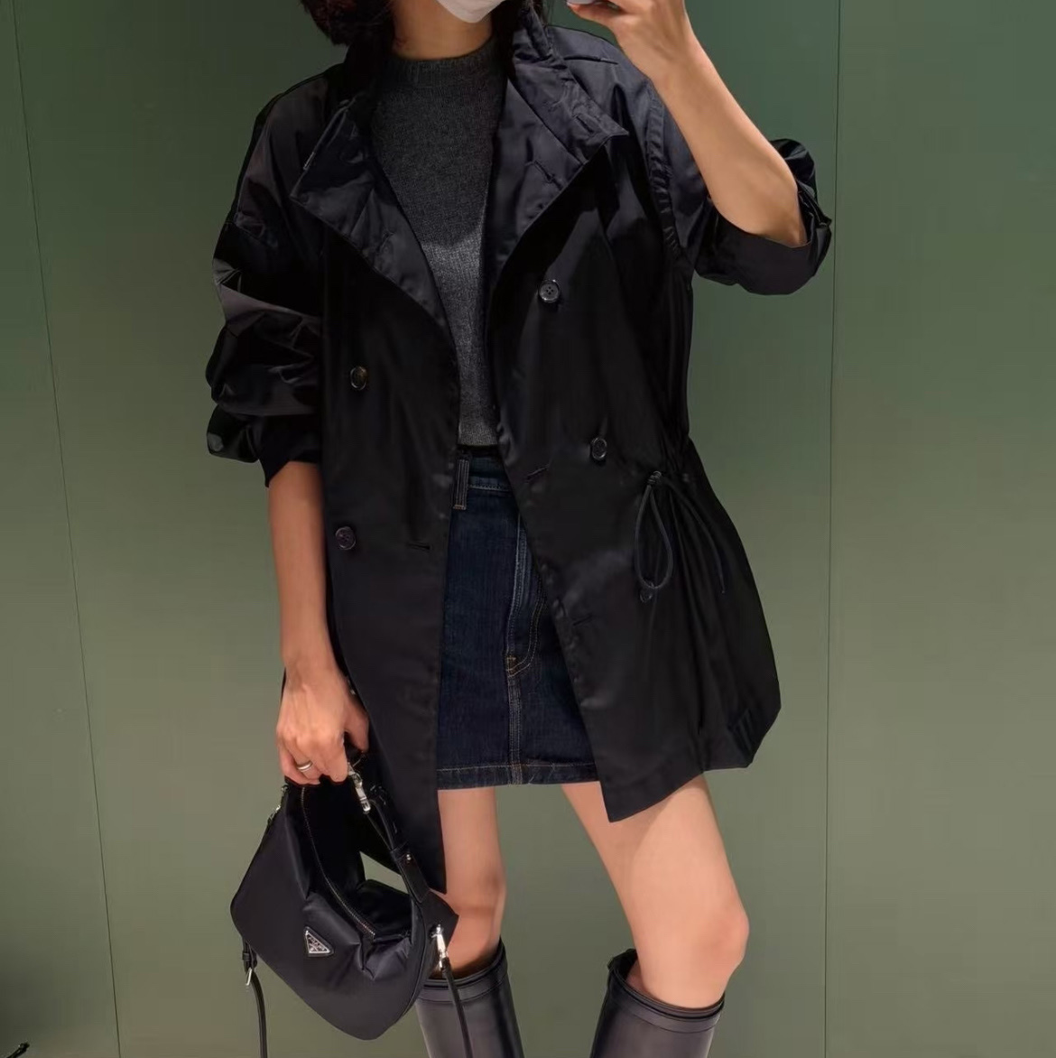 프라다 리나일론 레인 여성 자켓 블랙 292391 H