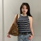 생로랑 카산드라 탱크탑 스트라이프 코튼 저지 네이비 ECRU 870546Y38DW4279  H