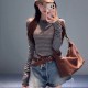 미우미우 여성 그레이 스트라이프 롱슬리브 탑 MT2275  H