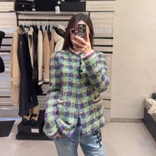 샤넬 25FW CC 로고 트위드 자켓 그린 P79640 H