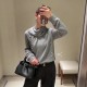 프라다 26FW 여성 자수 스카프 캐시미어 스웨터 그레이 P24F3F  H