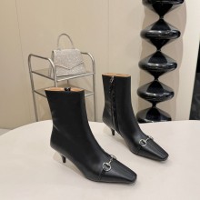 구찌 블랙 레더 빅토리아 5.5CM 앵클 부츠 865516
